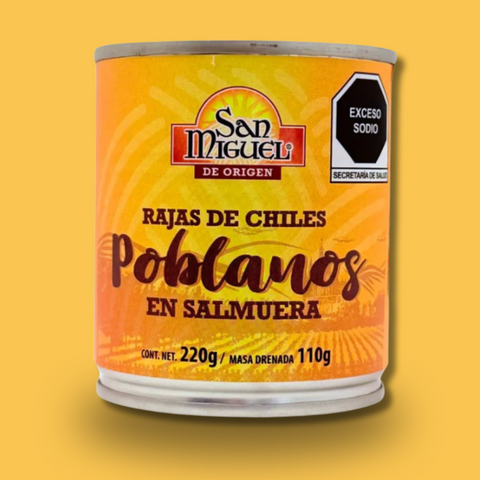 Rajas de chiles Poblanos en Salmuera - San Miguel